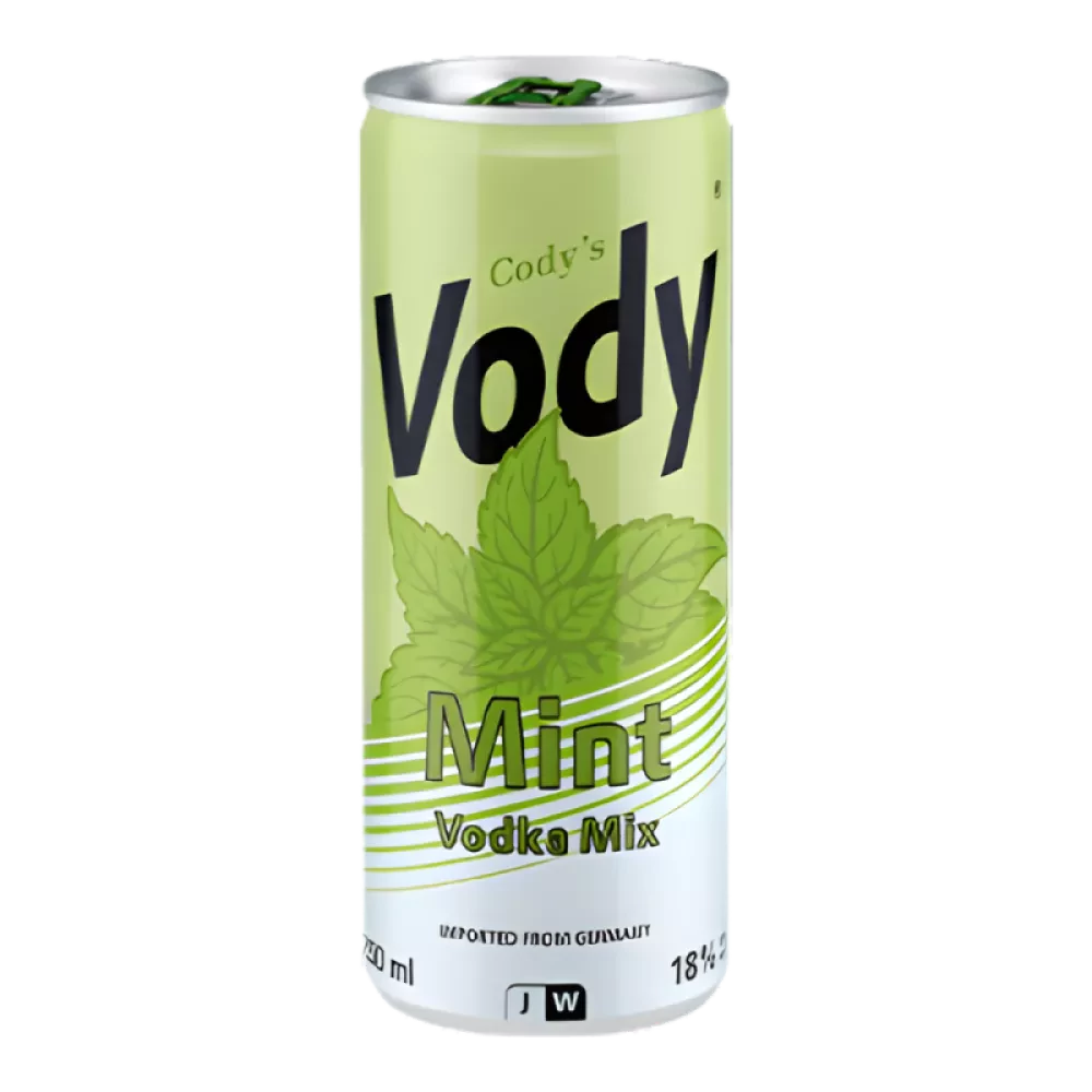 Canette de Cody’s Vody Mint 18% 25cl, prémix vodka menthe