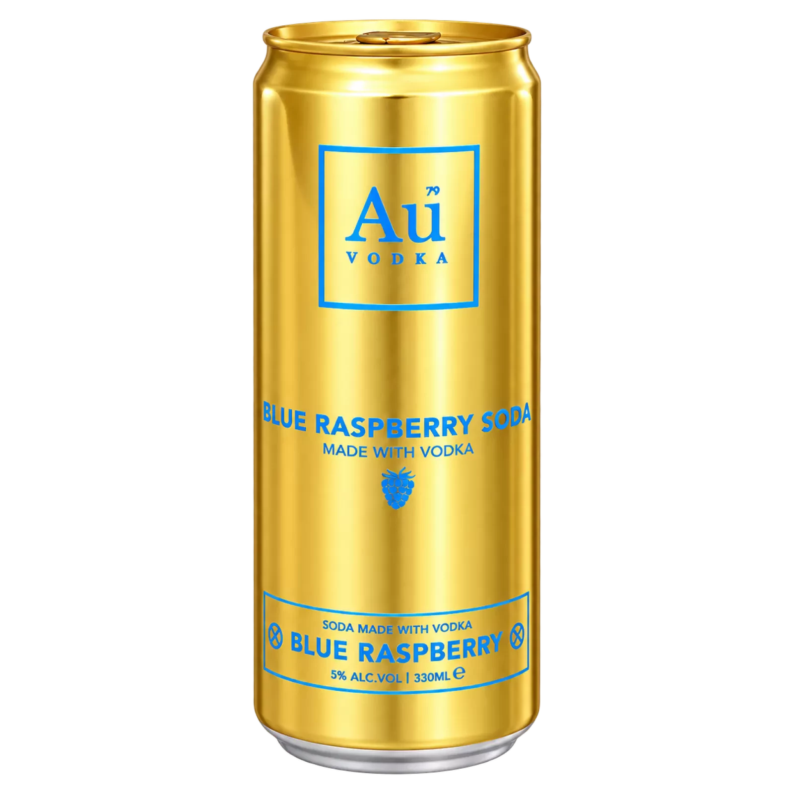 Bouteille de Au Vodka Blue Raspberry Can 33 cl 5% 33cl, vodka