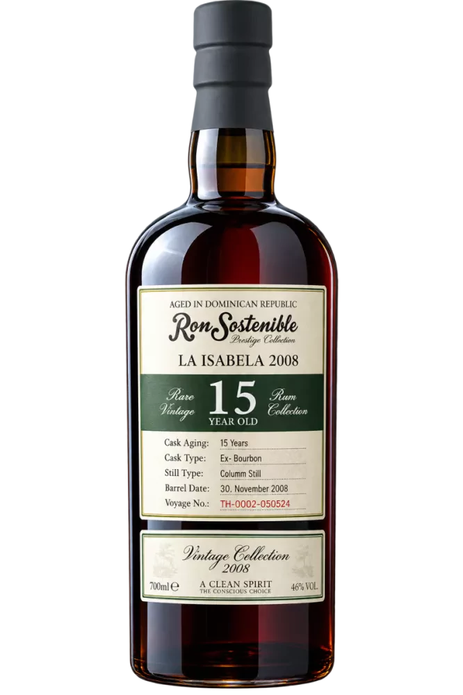 Bouteille de rhum Ron Sostenible La Isabela République Dominicaine 46° 70cl