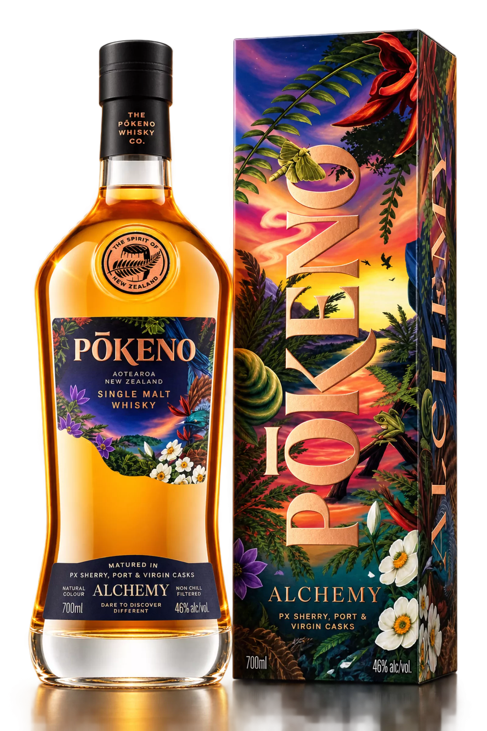 Bouteille de Pokeno Alchemy single malt whisky Nouvelle-Zélande 46° 70cl