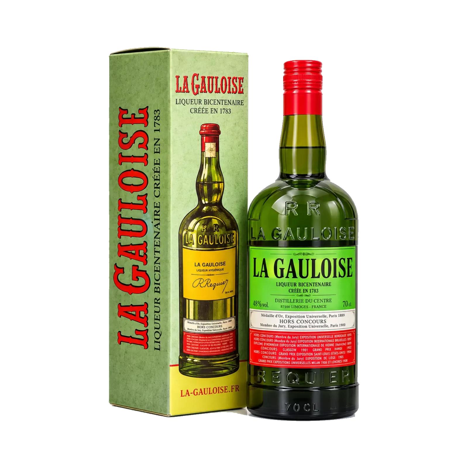 Bouteille de La Gauloise Verte, liqueur bicentenaire de Limoges, 48° 70cl