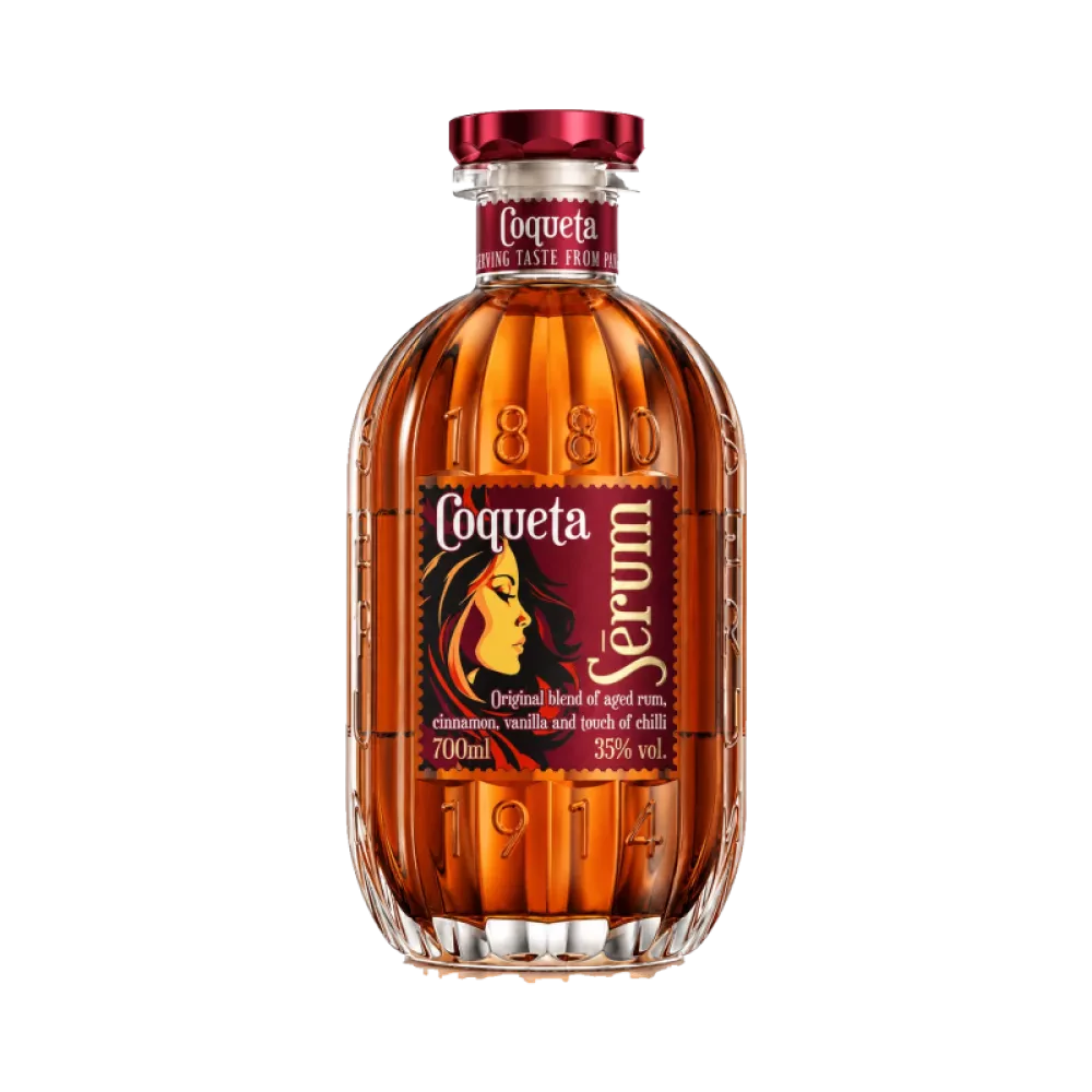 Bouteille de Coqueta Sērum, rhum aux épices du Panama, 35° 70cl